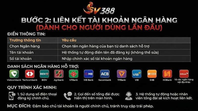 Bước 2: Liên kết tài khoản ngân hàng (Dành cho lần đầu)