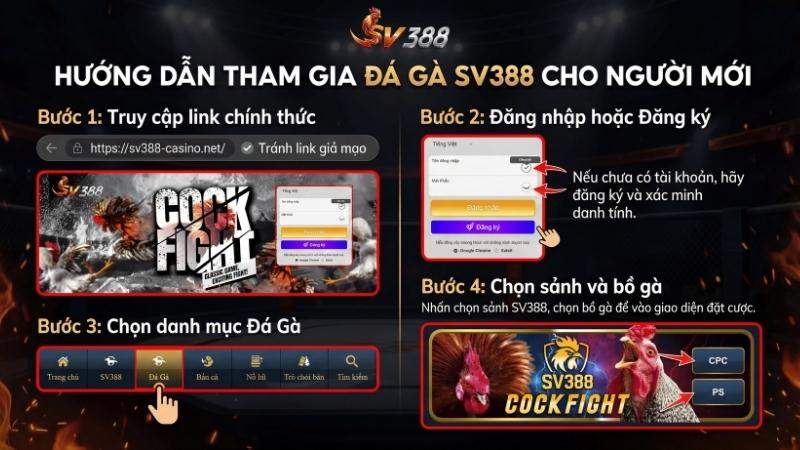 Cách truy cập vào sảnh Đá Gà SV388