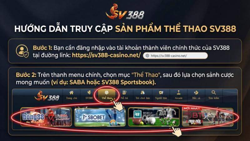 Hướng dẫn truy cập sản phẩm Thể thao SV388